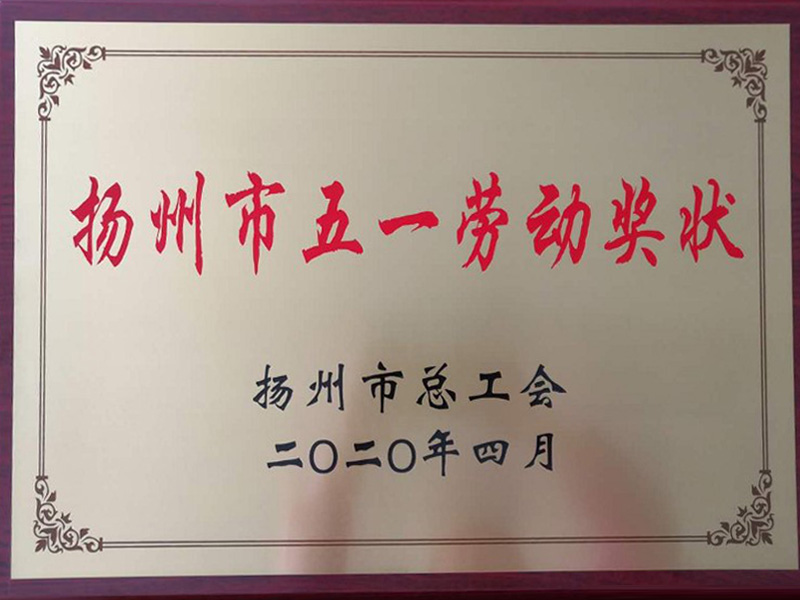 2020年度扬州市总工会五一劳动奖状